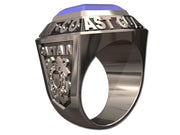 US Coast Guard Men's Championship Style Type I Silver Ring - Echoing the design of championship rings, this ring features Coast Guard insignia on the sides