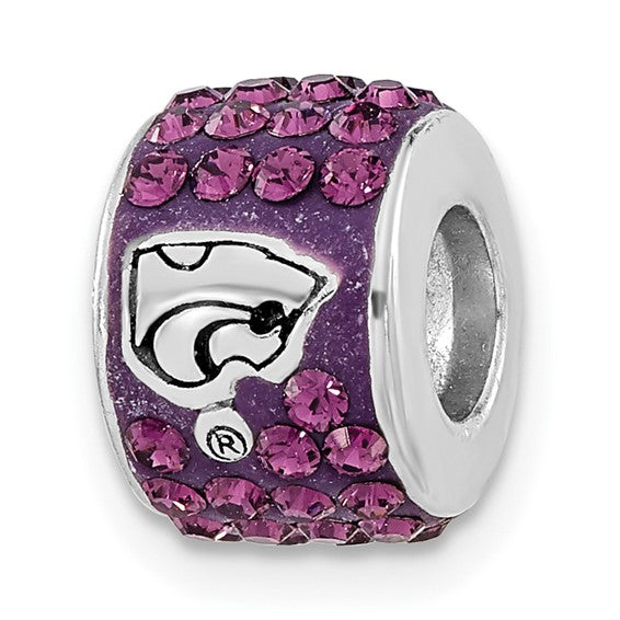 SS Kansas State Univ Polished Purple Crystal Bead Charm