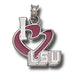 LSU I Heart LSU With Enamel Medium Silver Pendant