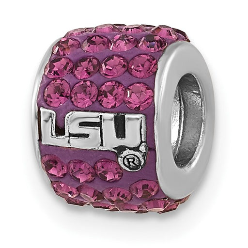 Sterling Silver Collegiate Louisiana State University Purple Crystal Bead
