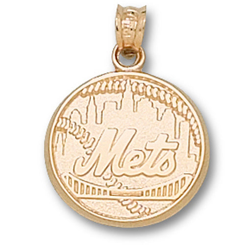 New York Mets Full Logo 14 kt Gold Pendant