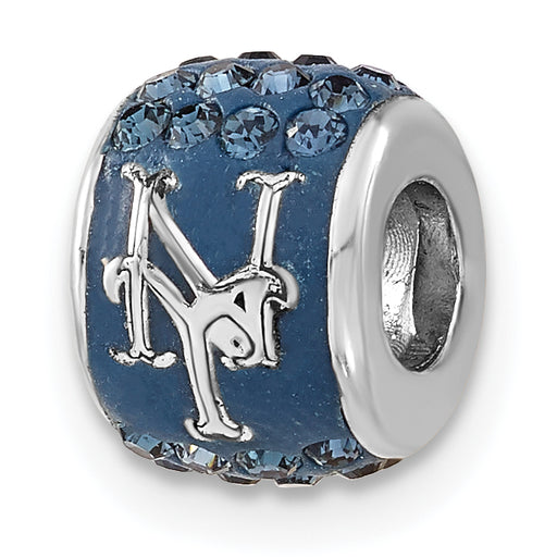 Sterling Silver MLB New York Mets Blue Crystal Bead