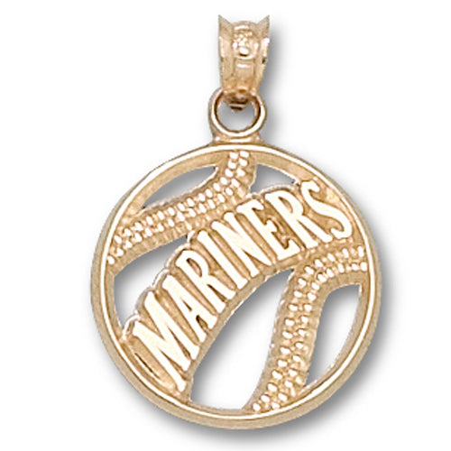 Seattle Mariners Pierced Baseball 10 kt Gold Pendant