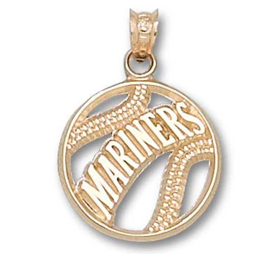 Seattle Mariners Pierced Baseball 14 kt Gold Pendant
