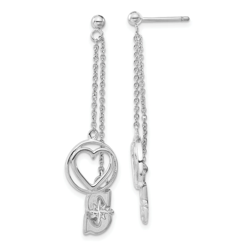 SSMLB Seattle Mariners Beloved Heart Dangle Earrings