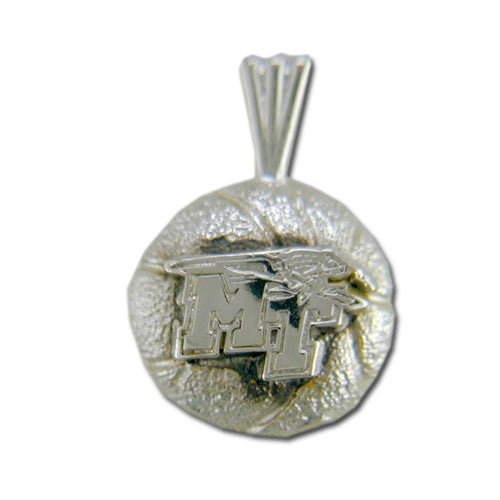 Middle Tennessee State University MT Basketball Silver Pendant