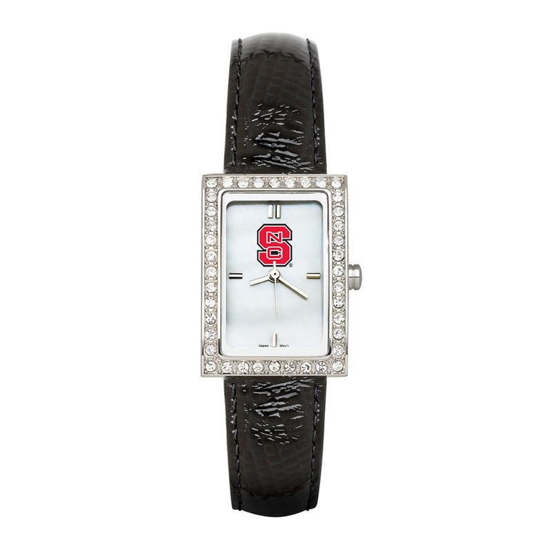 North Carolina State Ladies Allure Watch Black Leather Strap