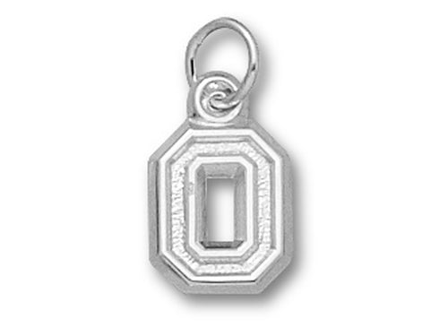 Ohio State University BLOCK O NO LEAF Silver XS Pendant