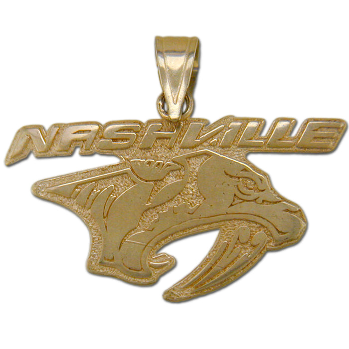 Nashville Predators Cat Logo with NASHVILLE 14 kt Gold Pendant