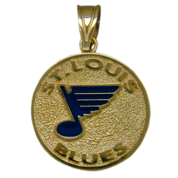 St. Louis Blues Note Logo with Enamel 14 kt Gold Pendant
