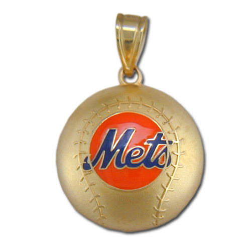 New York Mets Baseball with enamel 14 kt Gold Pendant