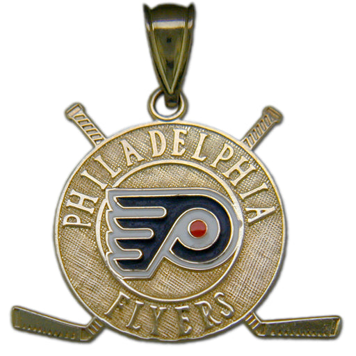 Philadelphia Flyers P Logo with sticks (Enamel) 14 kt Gold Pendant
