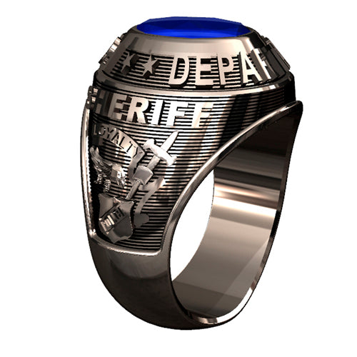 Sterling Silver Mens Traditional Police Ring