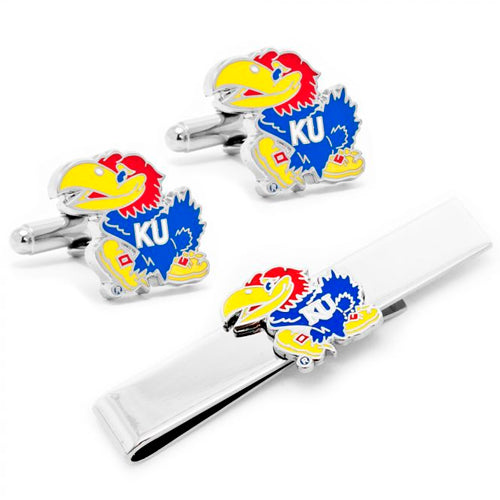 University of Kansas Jayhawks Cufflinks and Tie Bar Gift Set