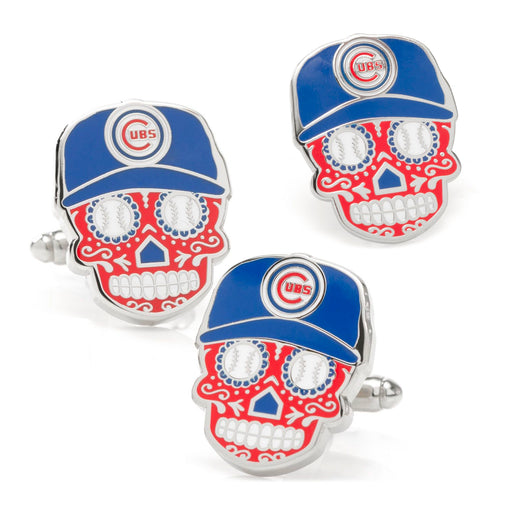 Chicago Cubs Sugar Skull Cufflinks & Lapel Pin Gift Set