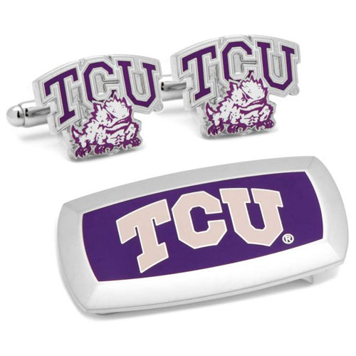 TCU Horned Frogs Cufflinks and Cushion Money Clip Gift Set