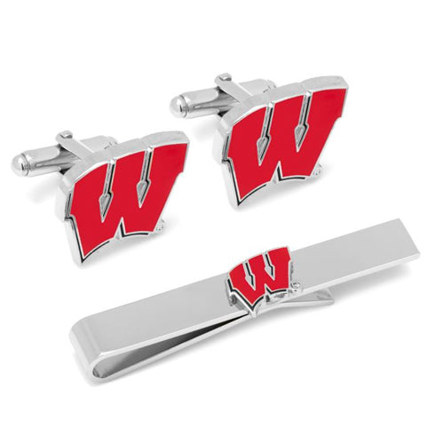 University of Wisconsin Badgers Cufflinks and Tie Bar Set