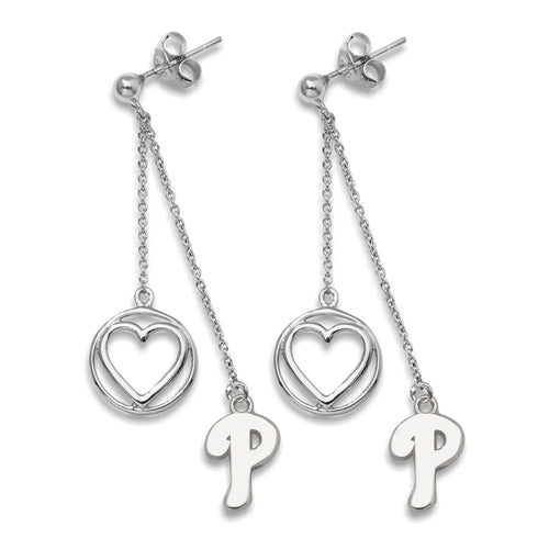 S/S PHILADELPHIA PHILLIES P LOGO 3/8 BELOVED HEART EARRNG