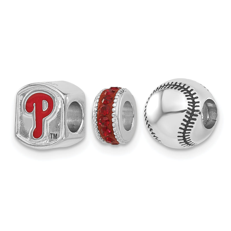 SSMLB Philadelphia Phillies Enamel & Crystal 3 Bead Set