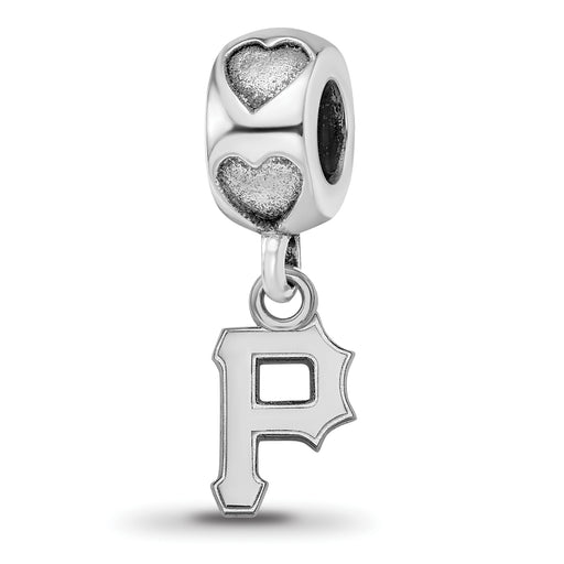 Sterling Silver Rhodium-plated LogoArt Pittsburgh Pirates P on Heart Bead