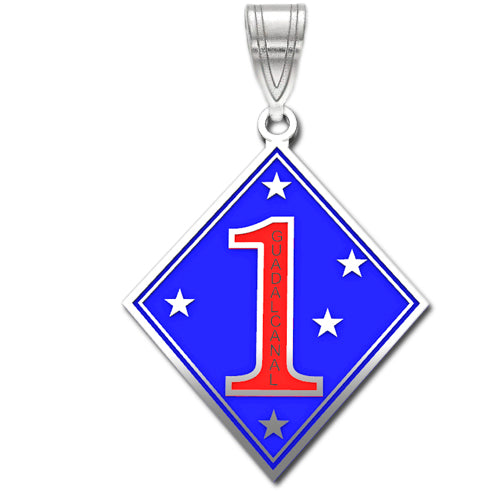 1st Marine Division Sterling Silver Pendant with enamel.