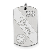 Sterling Silver Personalizable Basketball Dogtag Charm