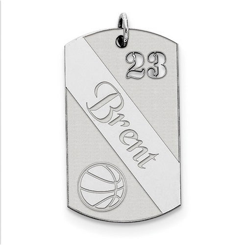 Sterling Silver Personalizable Basketball Dogtag Charm