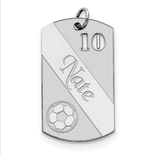 Sterling Silver Personalizable Soccer Ball Dogtag Charm