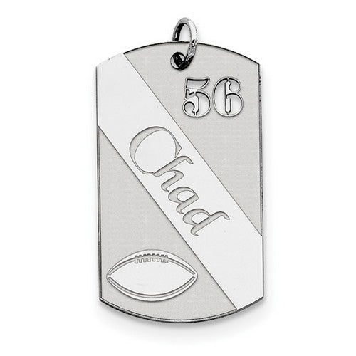 Sterling Silver Personalizable Football Dogtag Charm
