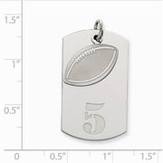 Sterling Silver Personalizable 2-piece Football Dogtag Charm. The pendant is shown on a ruled background.