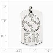Sterling Silver Personalizable 2-piece Baseball Dogtag Charm. The pendant is shown on a ruled background.