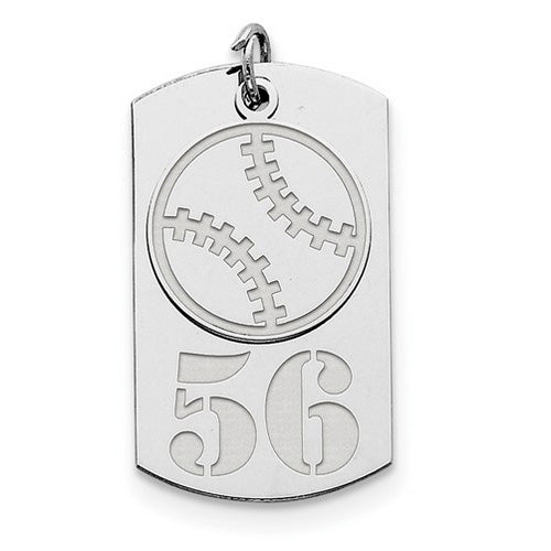 Sterling Silver Personalizable 2-piece Baseball Dogtag Charm