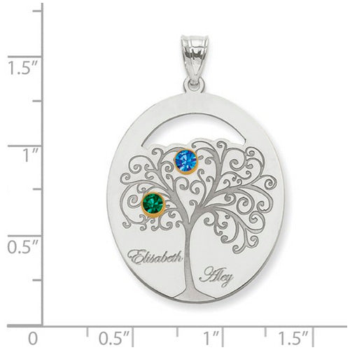 Oval Pendant With 2 Birthstones