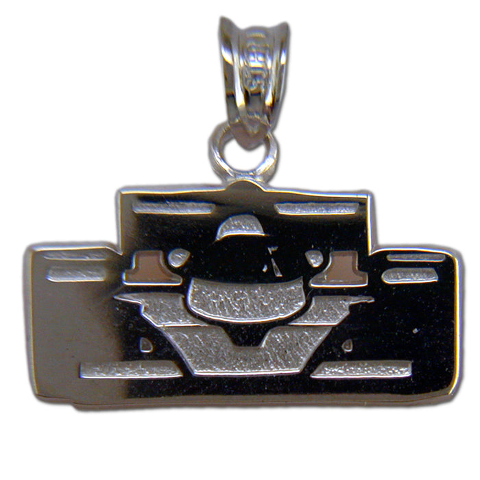 OPEN WHEEL CAR FRONT VIEW Sterling Silver Pendant