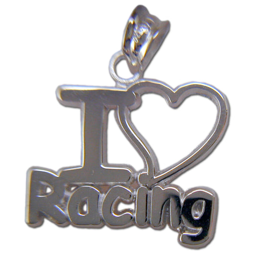 I LOVE RACING Sterling Silver Pendant