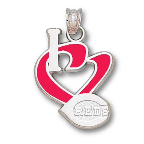 Cincinnati Reds I Heart Logo with enameled Pendant
