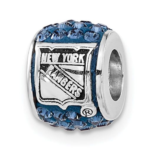 Sterling Silver NHL New York Rangers Polished Blue Crystal Bead Charm