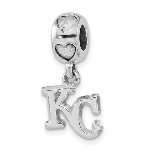 Sterling Silver MLB Kansas City Royals Polished Logo Heart Bead