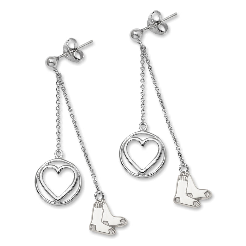 S/S BOSTON RED SOX PAIR OF SOX 1/2 BELOVED HEART EARRINGS