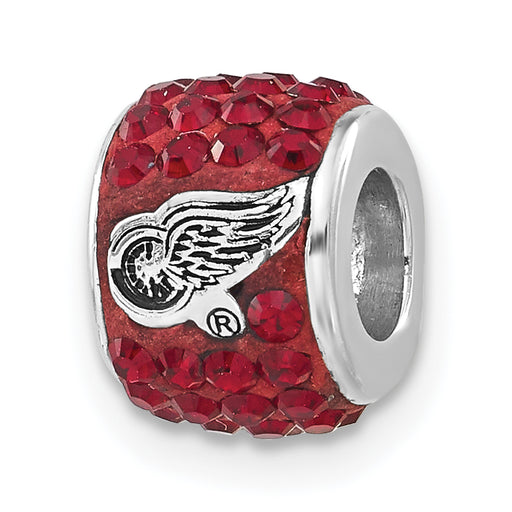 Sterling Silver NHL Detroit Redwings Crystal Bead Charm