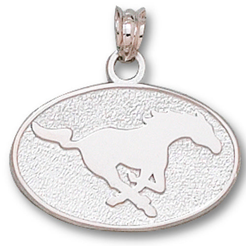 Southern Methodist Univ MUSTANG OVAL Silver Pendant