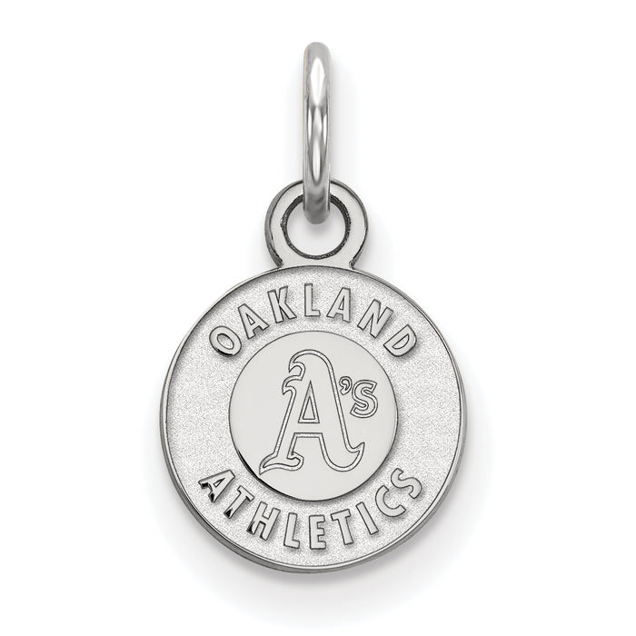 14k White Gold MLB LogoArt Oakland Athletics Circle Extra Small Pendant