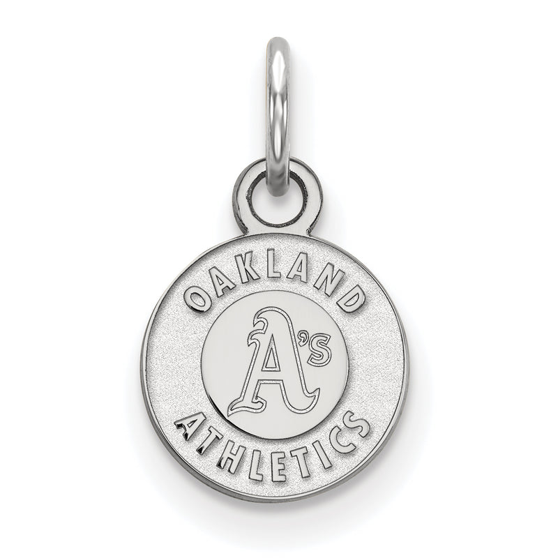 10k White Gold MLB LogoArt Oakland Athletics Circle Extra Small Pendant