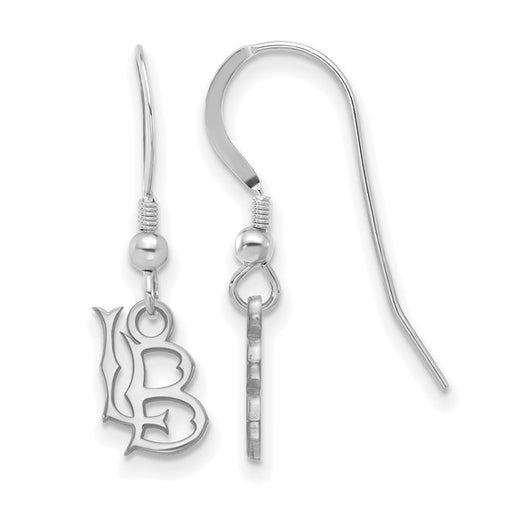Sterling Silver Rhodium-plated LogoArt California State University Long Beach L-B Extra Small Dangle Wire Earrings