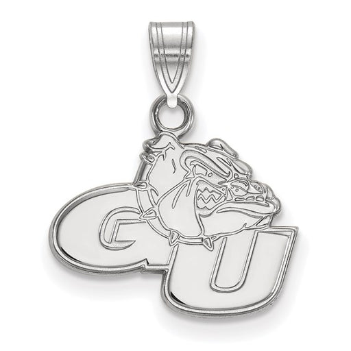 10k White Gold LogoArt Gonzaga University G-U Bulldog Small Pendant