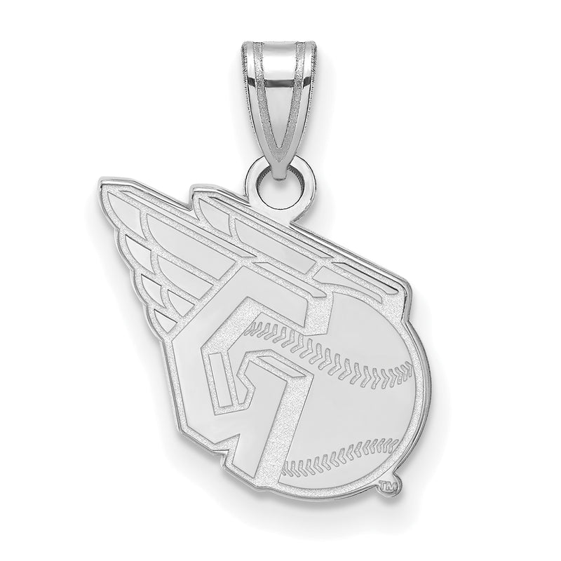 14k White Gold MLB LogoArt Cleveland Guardians Logo Small Pendant