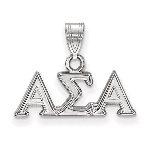 Sterling Silver Rh-plated Alpha Sigma Alpha Small Pendant