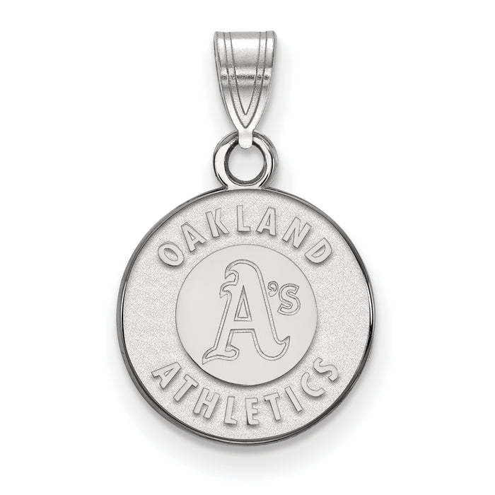 14k White Gold MLB LogoArt Oakland Athletics Circle Small Pendant