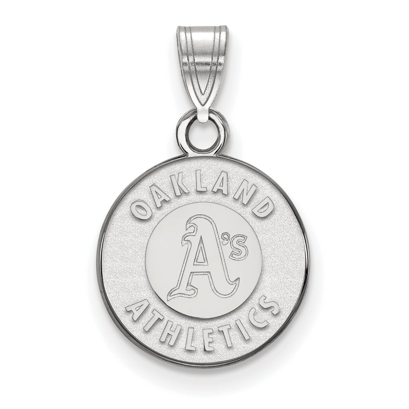 10k White Gold MLB LogoArt Oakland Athletics Circle Small Pendant