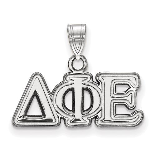 Sterling Silver Rh-plated Delta Phi Epsilon Small Pendant